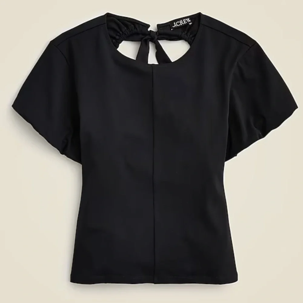 J crew Open-back puff-sleeve top in stretch cotton blend